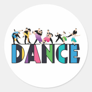 Fun & Colourful Striped Dancers Dance Classic Round Sticker