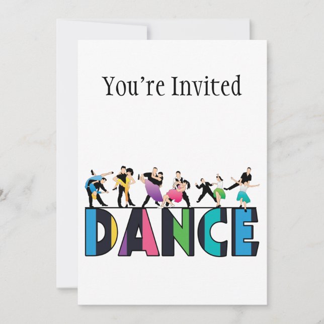 Fun & Colourful Striped Dancers Dance Invitation (Front)