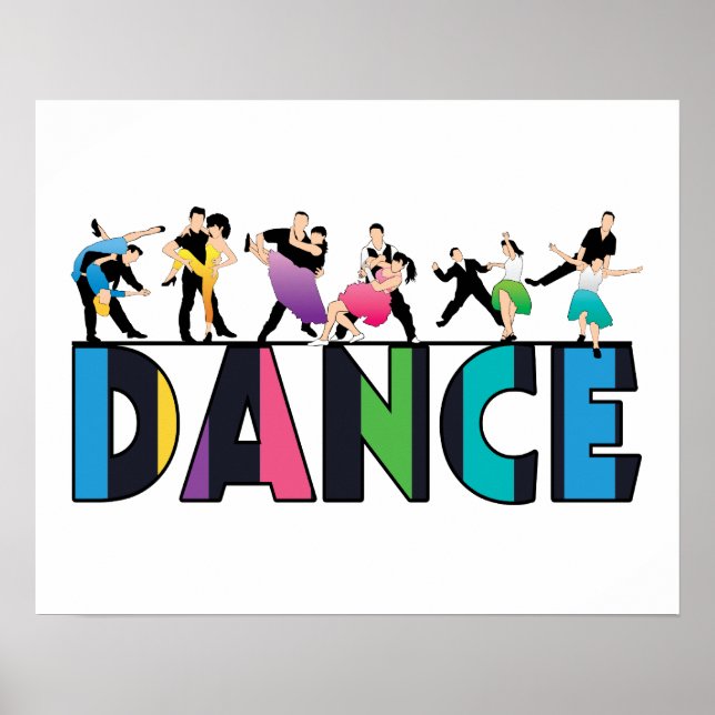 Fun & Colourful Striped Dancers Dance Poster (Front)