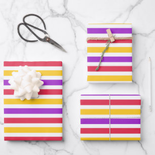 Fun Colourful striped pattern Wrapping Paper Sheet
