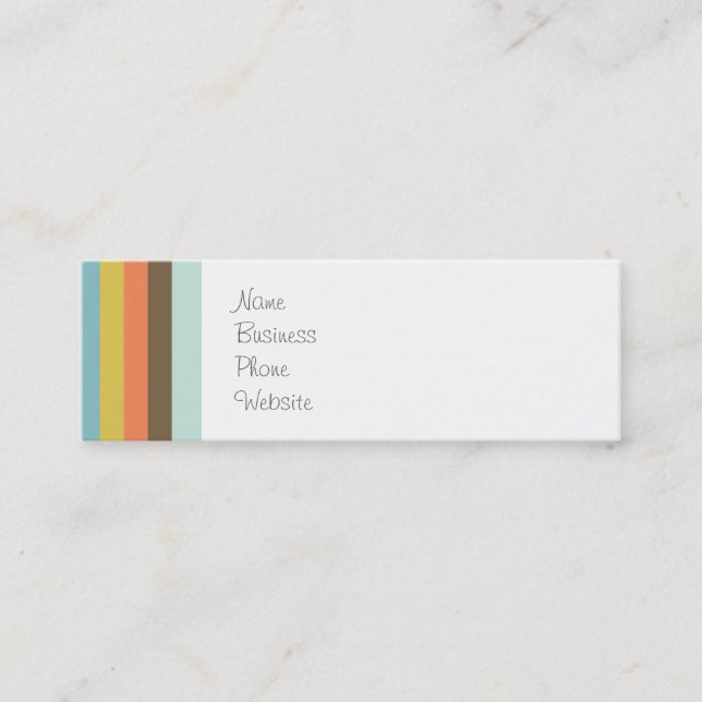 Fun Colourful Stripes Blue Orange Purple Brown Mini Business Card (Front)