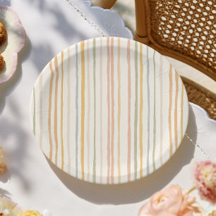 Fun Colourful Stripes Paper Plate