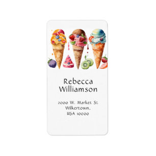 Fun, Colourful Summer Ice Cream Cones Label