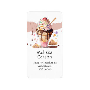 Fun, Colourful Summer Ice Cream Sundae Label