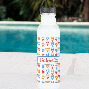 Fun Colourful Summer Pool Beach Personalised Name 710 Ml Water Bottle