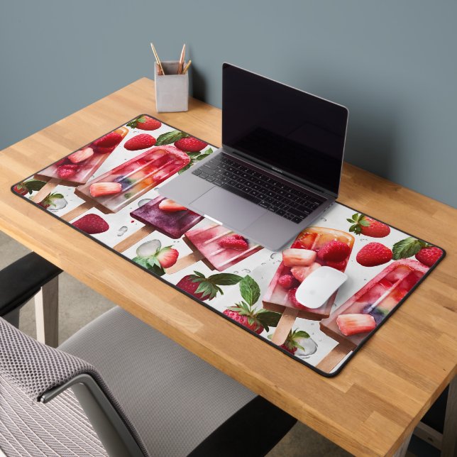 Fun Colourful Summer Popsicle  & Strawberries Desk Mat (Office 2)