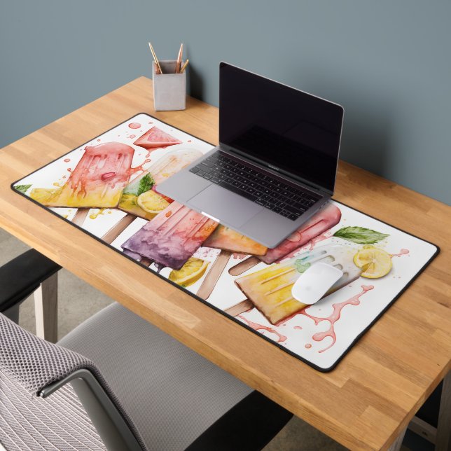 Fun Colourful Summer Popsicle Watercolor Desk Mat (Office 2)