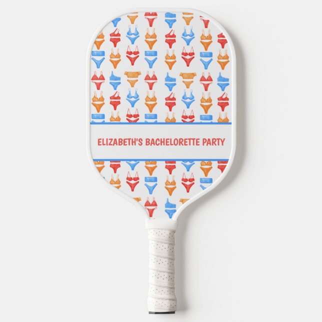 Fun Colourful Summer Swim Personalised Bachelorett Pickleball Paddle (Front)