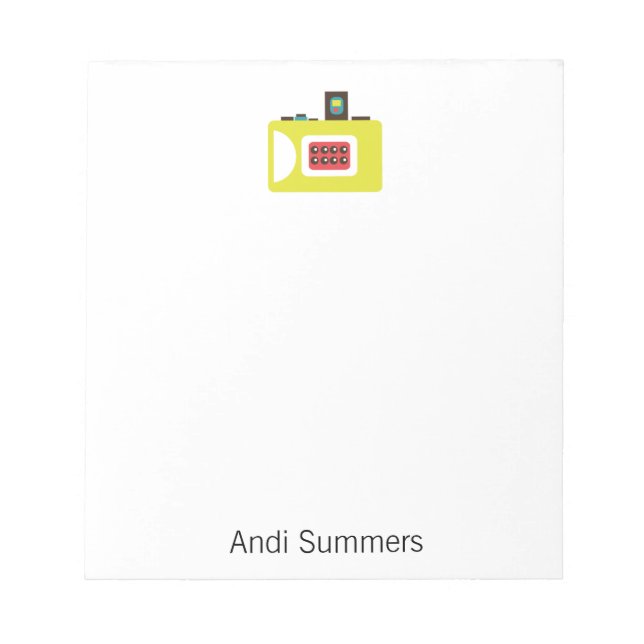 Fun Colourful Super S Camera Photographer Notepad (Front)