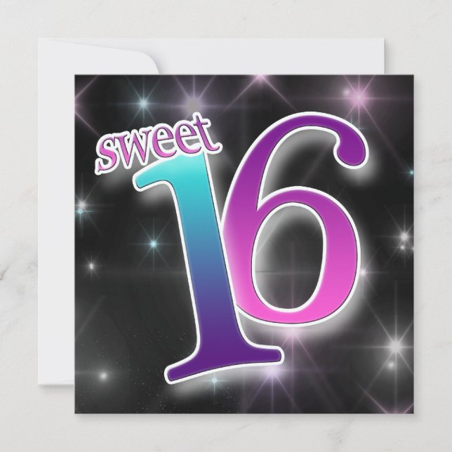 Fun & Colourful sweet 16th Birthday Party Invitation (Front)