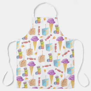 Fun Colourful Sweets Desserts on White  Apron