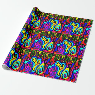 Fun colourful swirling design for kids birthdays wrapping paper