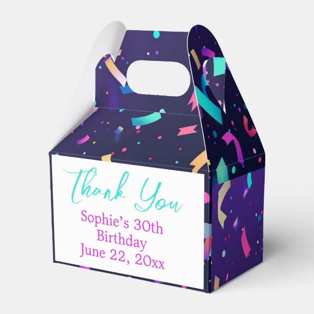Fun colourful thank you treat/favour/gift boxes (Front Side)