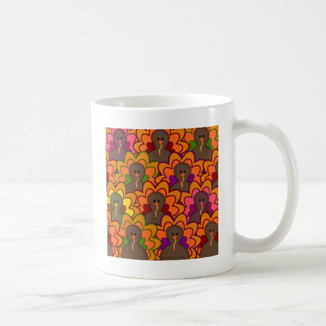 Fun Colourful Thanksgiving Turkeys Coffee Mug (Right)