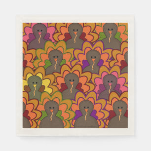 Fun Colourful Thanksgiving Turkeys Holiday Napkins