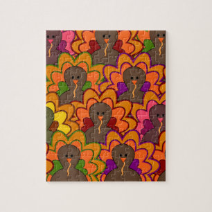 Fun Colourful Thanksgiving Turkeys Jigsaw Puzzle
