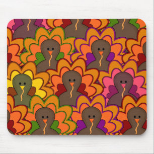 Fun Colourful Thanksgiving Turkeys Mouse Mat