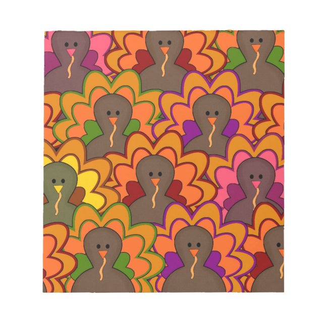 Fun Colourful Thanksgiving Turkeys Notepad (Front)