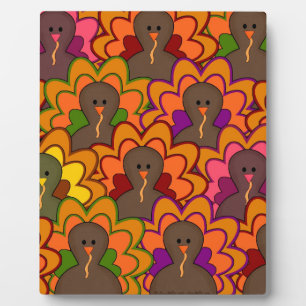 Fun Colourful Thanksgiving Turkeys Plaque