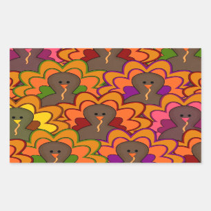 Fun Colourful Thanksgiving Turkeys Rectangular Sticker