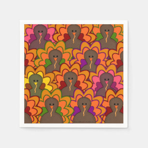 Fun Colourful Turkeys Turkey Day Paper Napkin