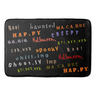 Fun & Colourful Typography Pattern, Halloween Bath Mat