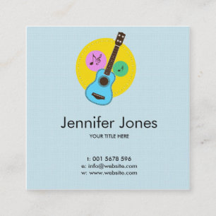 Fun colourful Ukuele and music notes Square Business Card