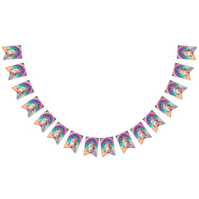 Fun Colourful Unicorn Themed Happy Birthday Bunting (All)