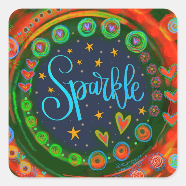 Fun Colourful Uplifting Sparkle Teacher Classroom  Square Sticker (Front)