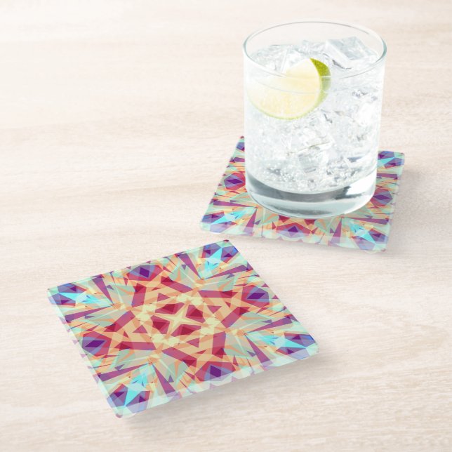Fun Colourful Vibrant Merry Maximalist Christmas Glass Coaster (Angled)