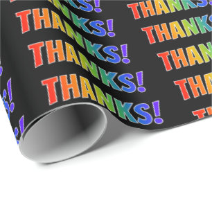 Fun, Colourful, Vibrant, Rainbow Look "THANKS!" Wrapping Paper