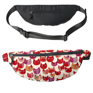 Fun Colourful Watercolor Cat Pattern Bum Bags