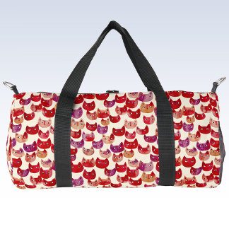 Fun Colourful Watercolor Cat Pattern Duffle Bag