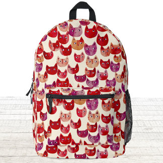 Fun Colourful Watercolor Cat Pattern Printed Backpack