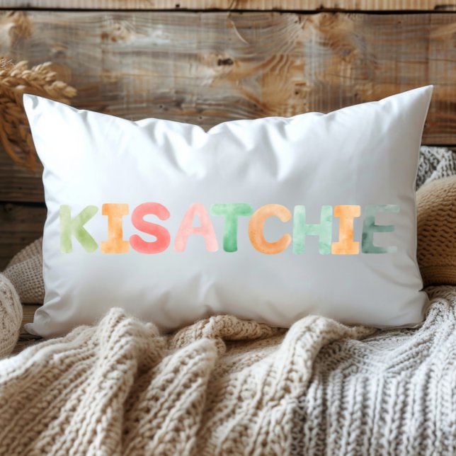 Fun Colourful Watercolor Kisatchie Louisiana Lumbar Cushion (Creator Uploaded)