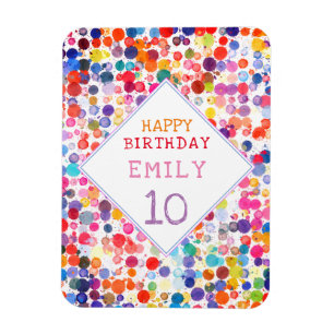 Fun Colourful Watercolor Paint Blots Kids Birthday Magnet