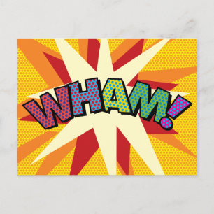 Fun Colourful WHAM Personalised Speech Bubble Announcement Postcard