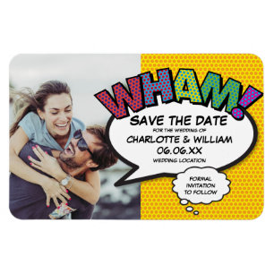 Fun Colourful WHAM Photo Save the Date Magnet