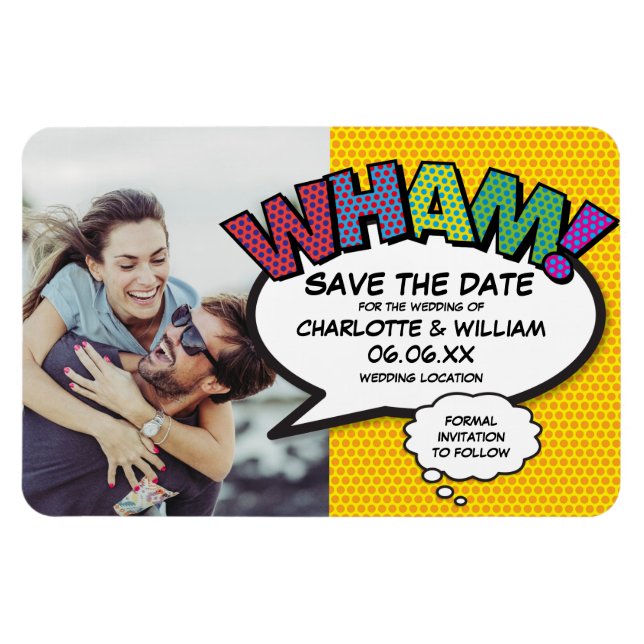 Fun Colourful WHAM Photo Save the Date Magnet (Horizontal)