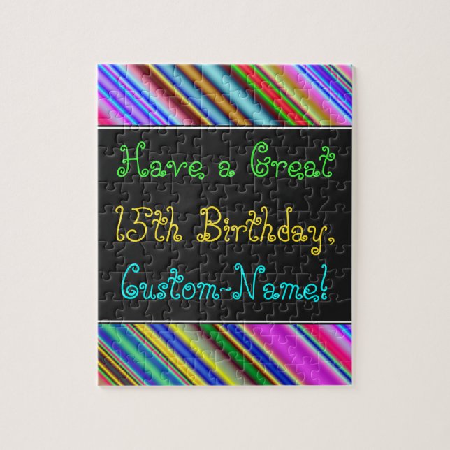 Fun, Colourful, Whimsical 15th Birthday Puzzle (Vertical)