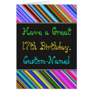Fun, Colourful, Whimsical 17th Birthday Card