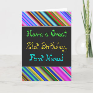 Fun, Colourful, Whimsical 21st Birthday Card