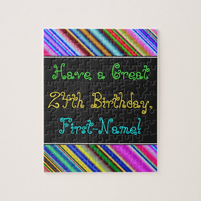 Fun, Colourful, Whimsical 24th Birthday Puzzle (Vertical)