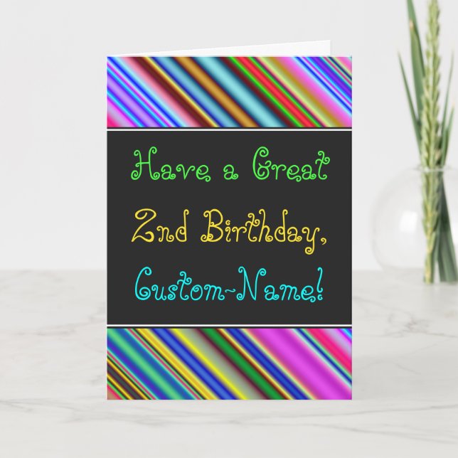 Fun, Colourful, Whimsical 2nd Birthday Card (Front)