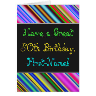 Fun, Colourful, Whimsical 50th Birthday Card