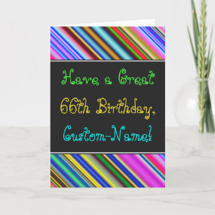 Fun, Colourful, Whimsical 66th Birthday Card
