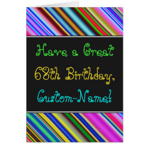 Fun, Colourful, Whimsical 68th Birthday Card
