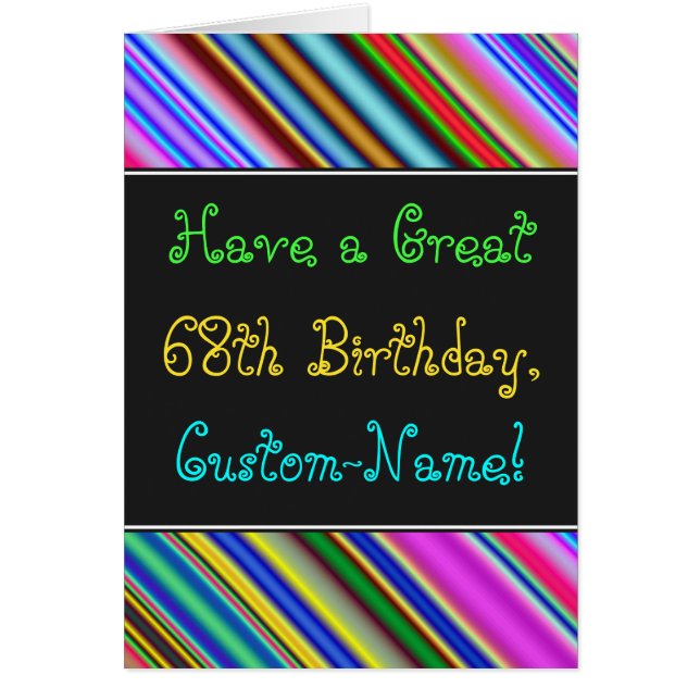 Fun, Colourful, Whimsical 68th Birthday Card (Front)