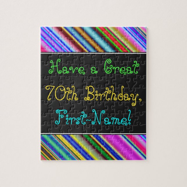 Fun, Colourful, Whimsical 70th Birthday Puzzle (Vertical)