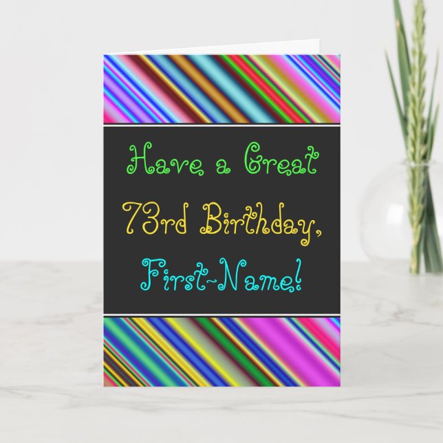 Fun, Colourful, Whimsical 73rd Birthday Card (Front)